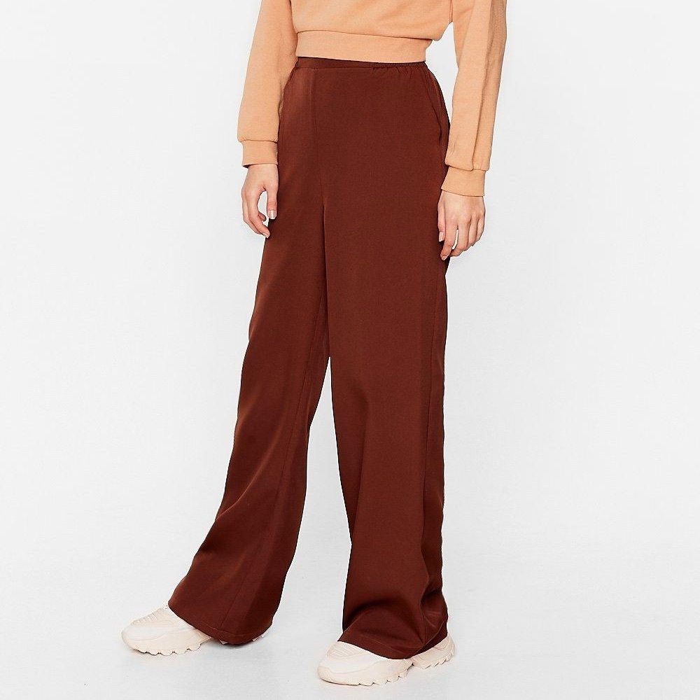 Nasty Gal Wide Leg Trousers, Brown, US 6